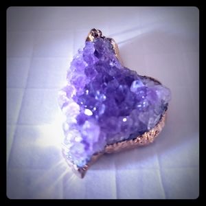 Amethyst Crystal Druzy Quartz Geode Pendant NEW!